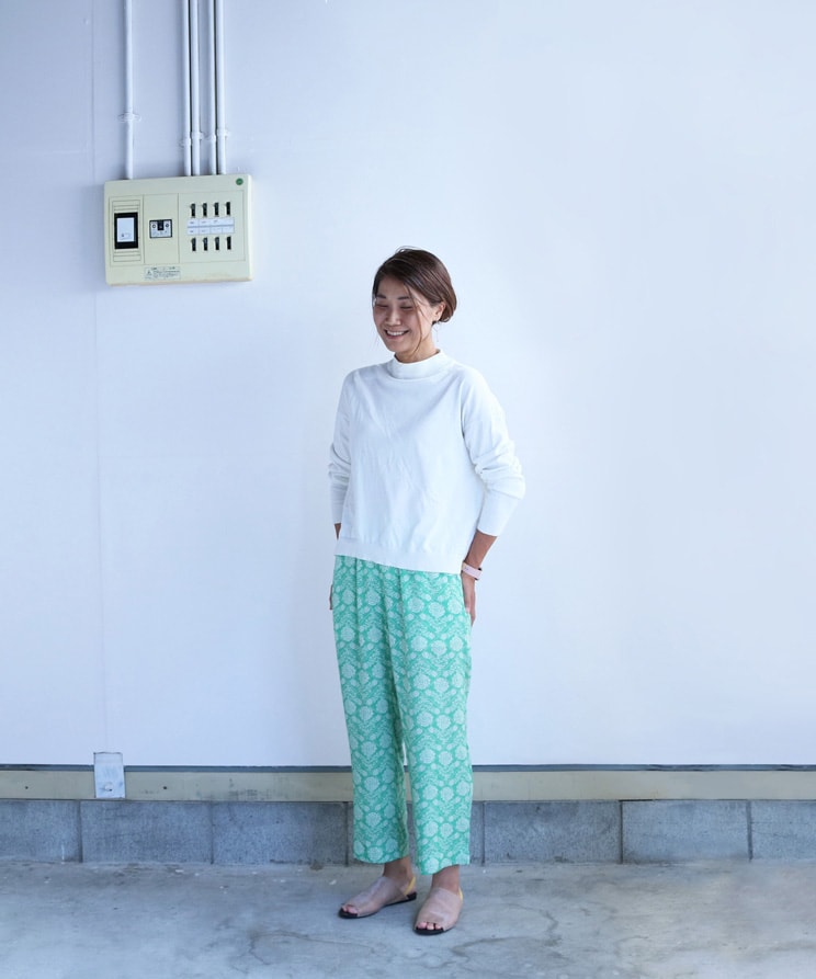 【平日3日以内に出荷】TEXTALIAN テキスタリアン 運命の柄パン ボタン BOTAN イージーパンツ ワイドパンツ 柄 レディース メンズ リラックスパンツ ボトムス イージーパンツ ウエストゴム 体型カバー リネン 麻 男女兼用 Mサイズ Lサイズ 2
