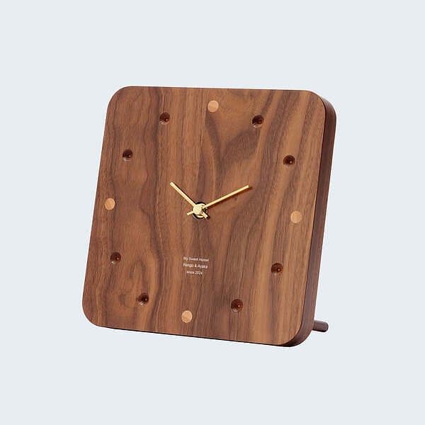 【平日7日以内に出荷】名入れ ウッドクロック ウォールナット 置き時計 掛け時計 置掛両用 日本製