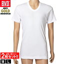 BVD GOLD U首半袖シャツ 2枚セット M L インナーシャツ 無地 U首 半袖シャツ 綿100% メンズ Uネック シャツ インナー 下着 肌着 アンダーウェア G014 コットン ゴールド(4)