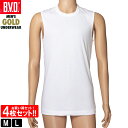 BVD GOLD 丸首スリーブレス 4枚セット M L ノースリーブ 綿100% メンズ シャツ インナー 下着 肌着 インナーシャツ アンダーウェア G213 コットン ゴールド(4)