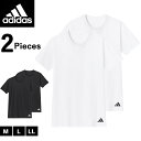 アディダス adidas クルーネックTシャツ 半袖丸首 2枚組 メンズ 丸首 半袖 Tシャツ 下着 肌着 インナー 年間 半袖 Tシャツ メンズインナー シャツ 綿100% 部活 体育 高校生 大学生 グンゼ GUNZE APB7132 M-LL(4)