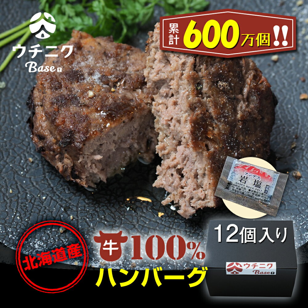 【北海道産】牛100％ハンバーグ 12個入り　ウチニクBase牛肉 厳選ウチモモ 国産牛 100% 手作り お肉 惣菜 御歳暮 御中元 お歳暮 お中元 内祝い プレゼント 贈答用 母の日 父の日 敬老の日 通販 内祝 お取り寄せ 高級 グルメ 食品