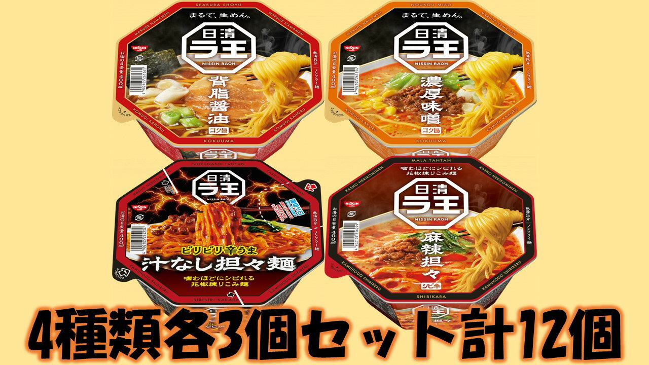 日清食品　日清ラ王カップ　4種類各3個セット　計12個　送料無料　沖縄、離島不可