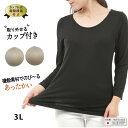 3L 大きいサイズレディース カップ付きインナー 長袖 女性用 乳がん術後 カップ付き ヒートテック素材 ブラック トトカ 日本製 母の日 プレゼント