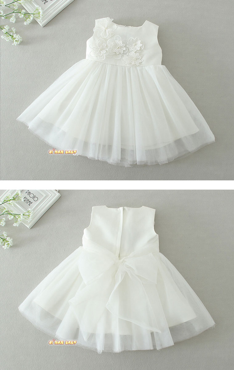 JIMAXBABY(ジーマックスベビー)の【即納】★jimaxbaby福袋5点5280円★2点セット　ヘアバンド付き　ベビードレス　胸のところには花びら付き　立体的なお花　上品間溢れる　フォーマル　ワンピース　ベビー用　出産準備 お宮参り 月齢フォト｜アングル2