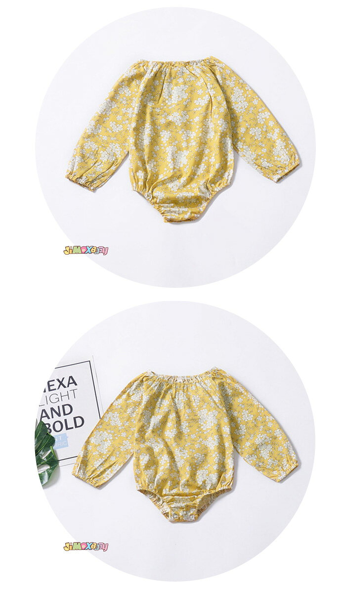 【即納】★jimaxbaby福袋5点3680円★ 90cm/100cm 「メール便送料無料」 ベビーロンパース　花柄　小さな花柄　長袖　女の子のタイプ　襟　　春秋　ベビーオールインワン　ベビー服　子供服　女の子　長袖　可愛い　シンプル　新品◎ 3