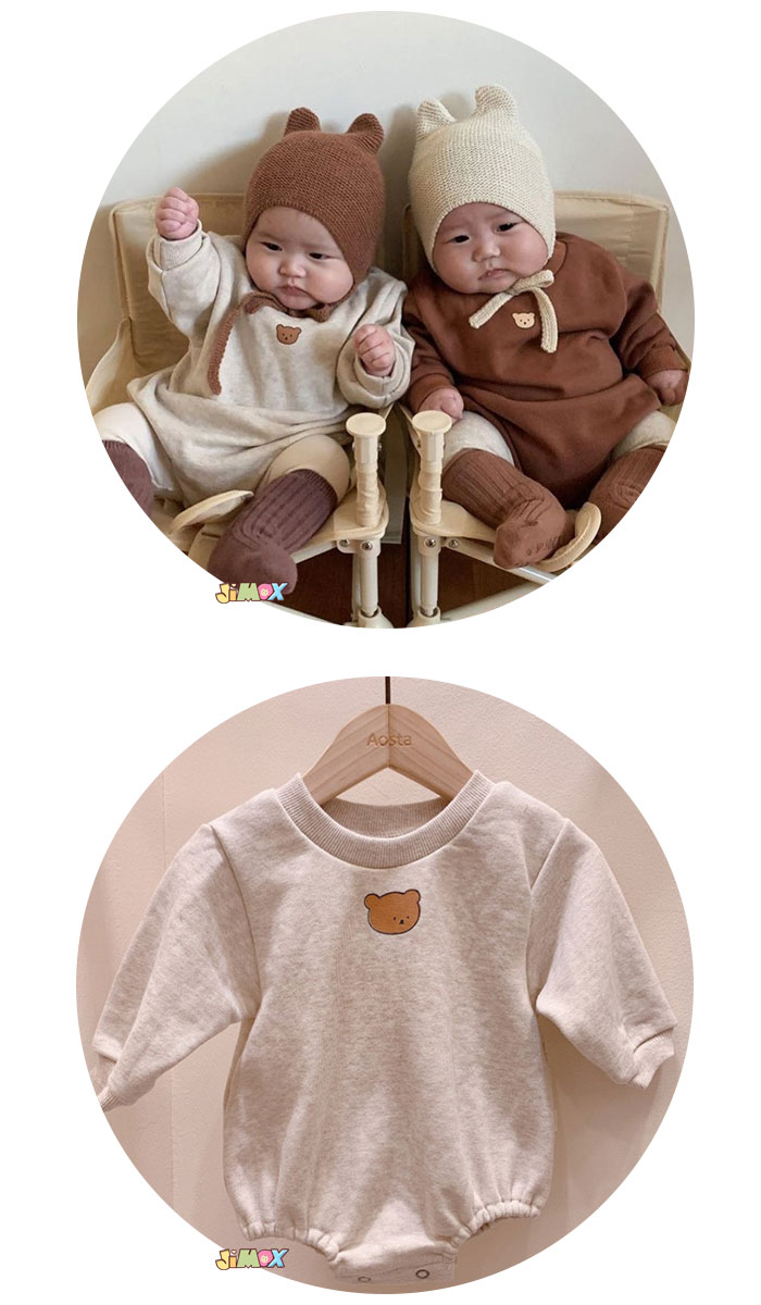 【即納】★jimaxbaby福袋5点5280円★60cm/70cm/90cm 「裏起毛」クマ柄　ベビーロンパ...