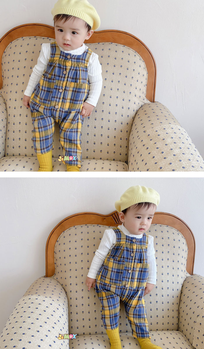 【即納】★Last1点、5,280円以上ご注文頂き、0円GET！★ ★jimaxbaby福袋5点3680円★60cmサロペット　カーバーオール　チェック柄　兄弟お揃い　兄弟服　通園　出産祝い　前開き　女の子　チェック柄　シンプル　春秋　長袖　オールインワイン tgb0606-10003847 JIMAXBABY(ジーマックスベビー) サンプル画像3