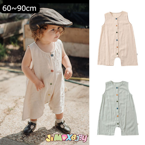 60cm/70cm/80cm/90cm ベビー服　ロンパース　ショートオール　ノースリーブ　コットン100％　綿100％　無地　オールインワン　夏服　股下スナップボダンつき　男の子　女の子　通園　シンプル　柔らかい 韓国子供服　 ショートロンパース 新生児