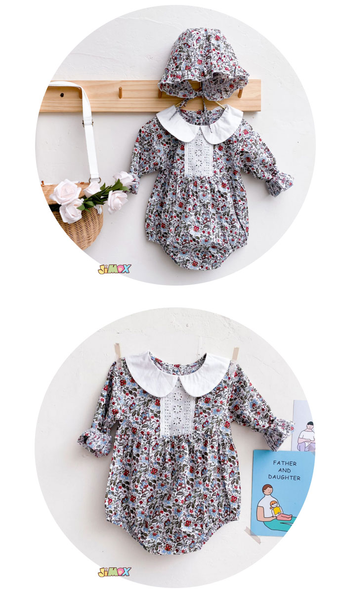 【即納】★Last1点、5,280円以上ご注文頂き、0円GET！★jimaxbaby福袋5点5280円★100cm レースの襟つき　ロンパース　春秋　長袖　花柄　レース風　オールインワイン　ベビーオールインワン　ベビー服　子供服 女の子　長袖　可愛い　シンプル　新品　襟 tgb0606-10005058 JIMAXBABY(ジーマックスベビー) サンプル画像2