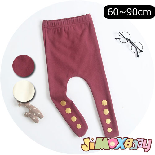 Rakuten - 【即納】 90cmベビーパンツ　裏起毛　ベビータイツ　ゆったり　足付き　裏起毛　水玉柄　暖かい　シンプル　冬　ベビー服　キッズ服　韓国子供服　可愛い　10分丈　男の子　女の子　防寒対策　赤ちゃん
