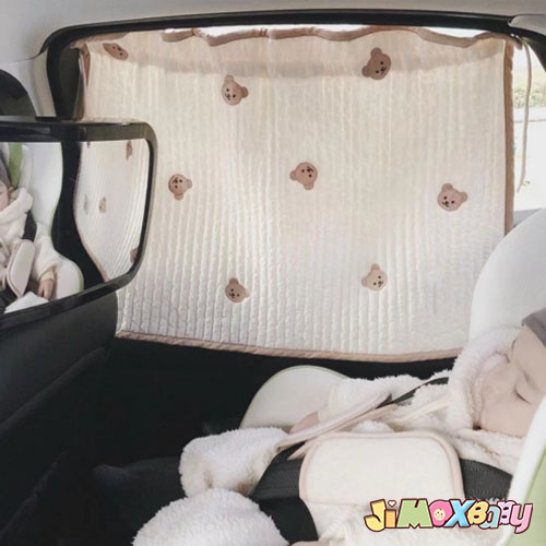Rakuten - メール便送料無料　車カーテン　吸盤式カーテン　uvカット　日差し除け、目隠し　厚め　綿100％　欧 かわいい 紫外線対策　車 カーテン　車内 後部座席 窓 日差し避け　子供　ベビー　可愛い