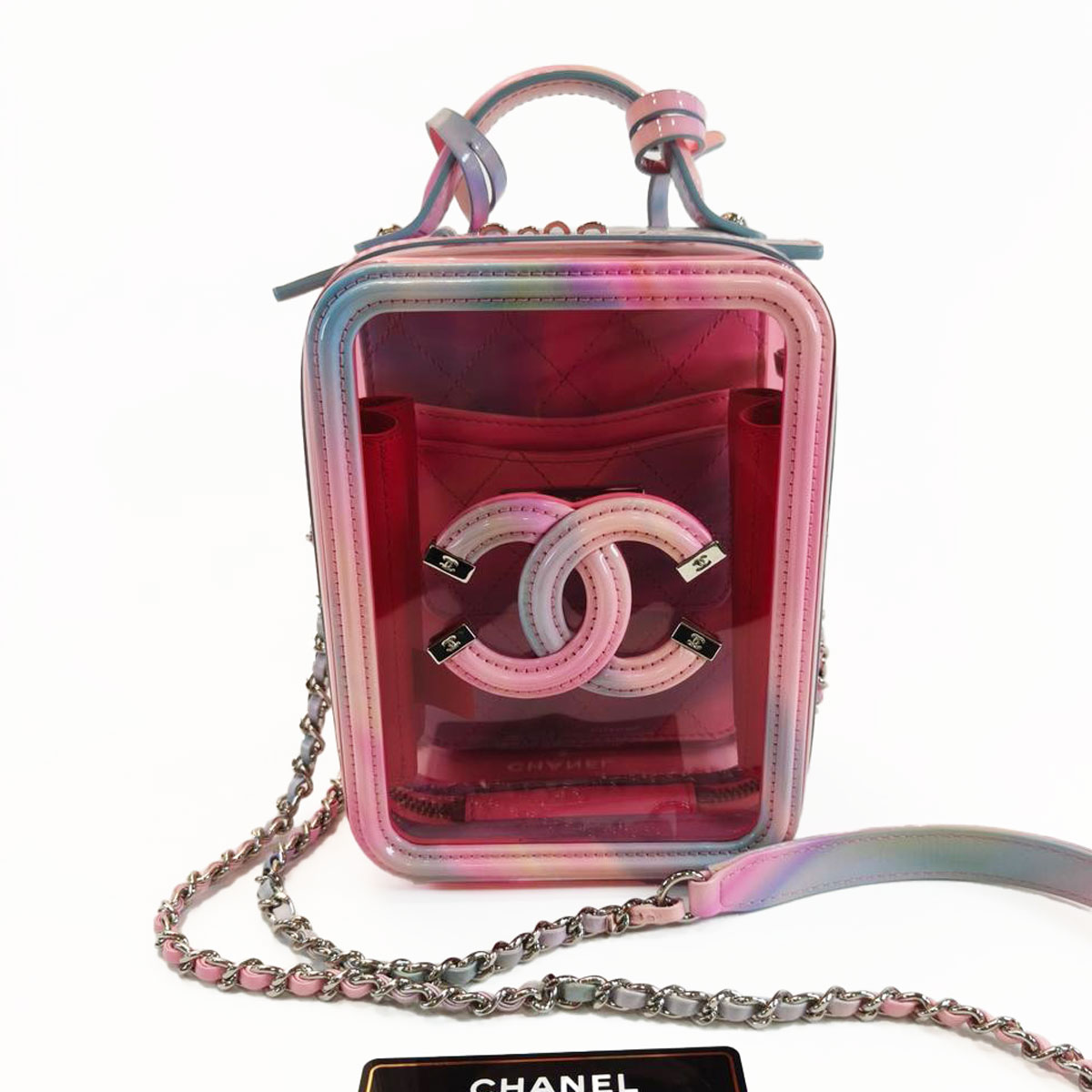 CHANEL シャネル CCフィリグリー 2Way ショルダーバッグ ハンドバッグ クリア ピンク 管理番号：9836(4)