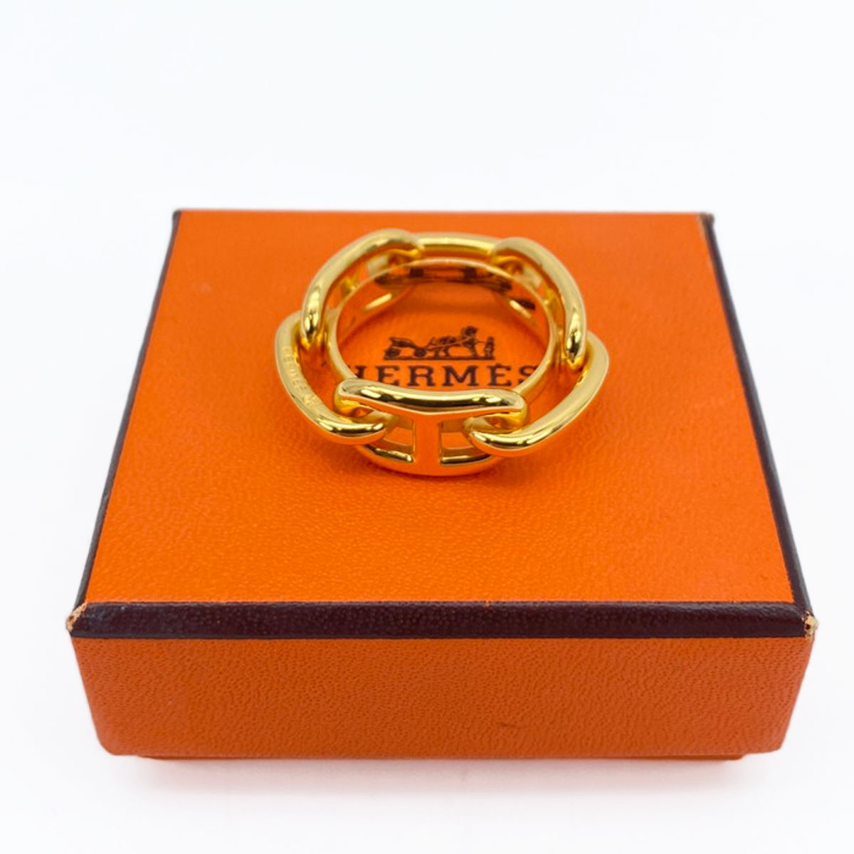 HERMES エルメス シェーヌダンクル スカーフリング ゴールド 管理番号：9293