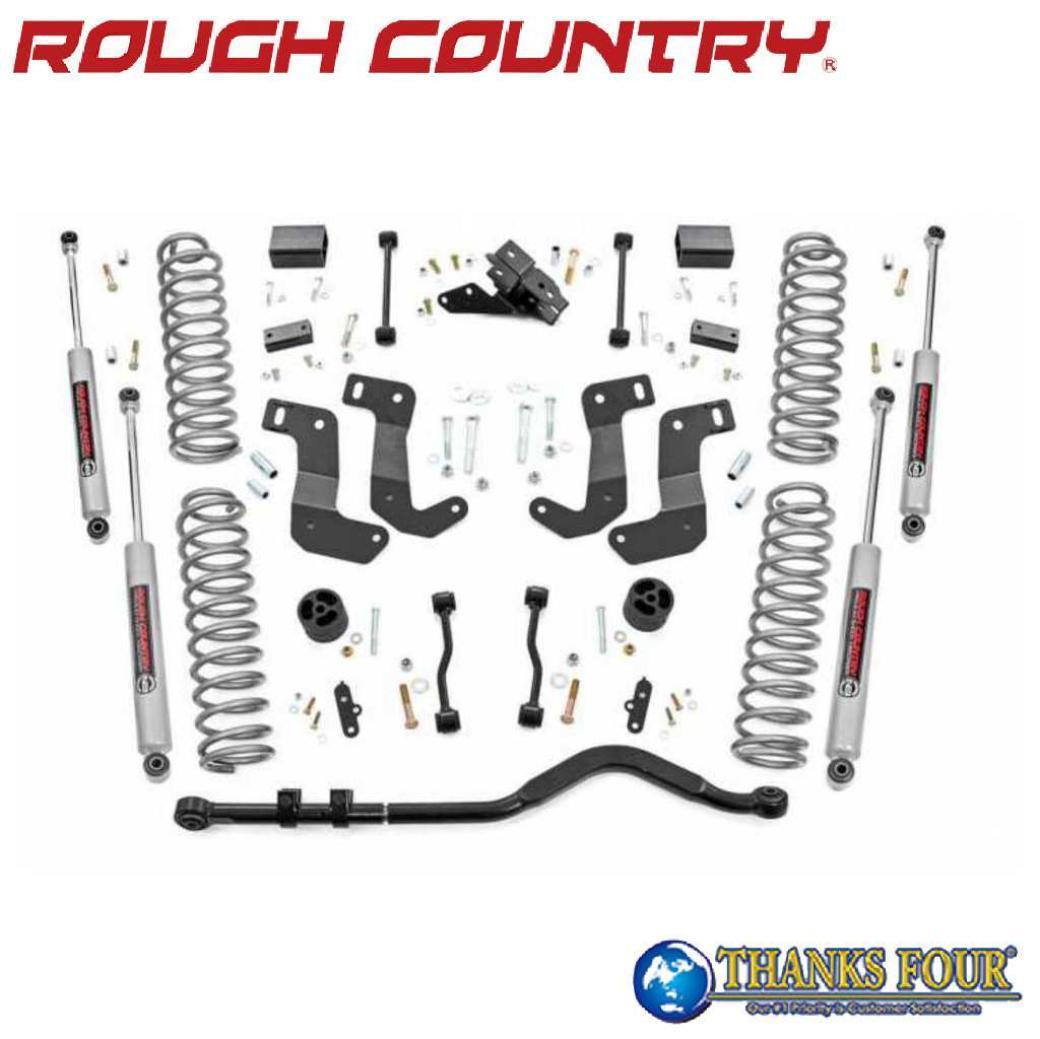 ROUGH COUNTRY ラフカントリー3.5インチリフトアップキット 左ハンドル用N3ショック＆コントロールアームドロップ付き JEEP JLラングラー 4ドア 2018年～