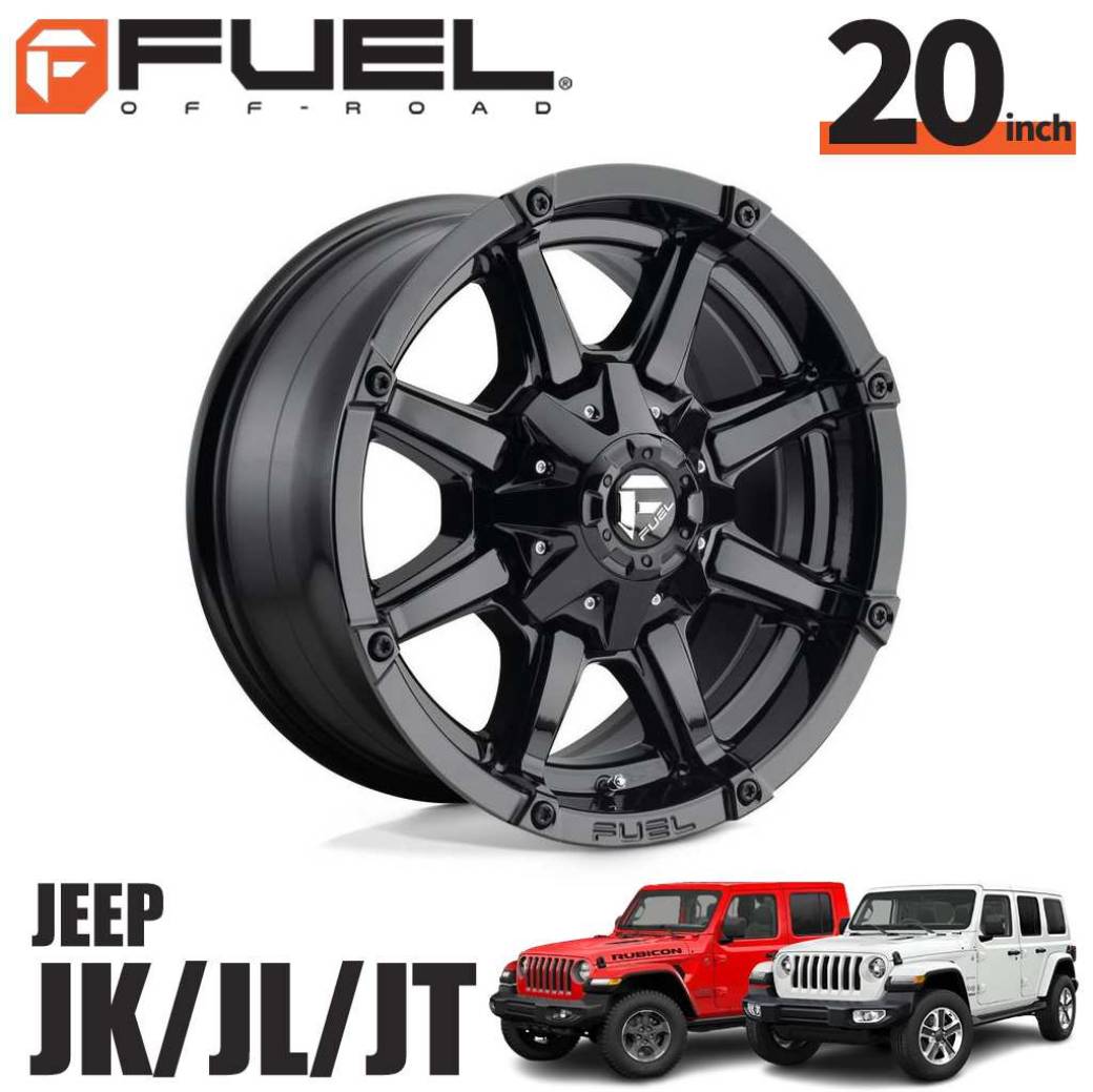 FUEL OFFROAD フューエルオフロード20インチアルミホイール 1本D575 COUPLER カプラー グロスブラック20×10J 5H 114.3 / 127 -24 CB78.1ジープ JK / JL ラングラー・JTグラディエーターオーバーフェンダー用 / D57520002645
