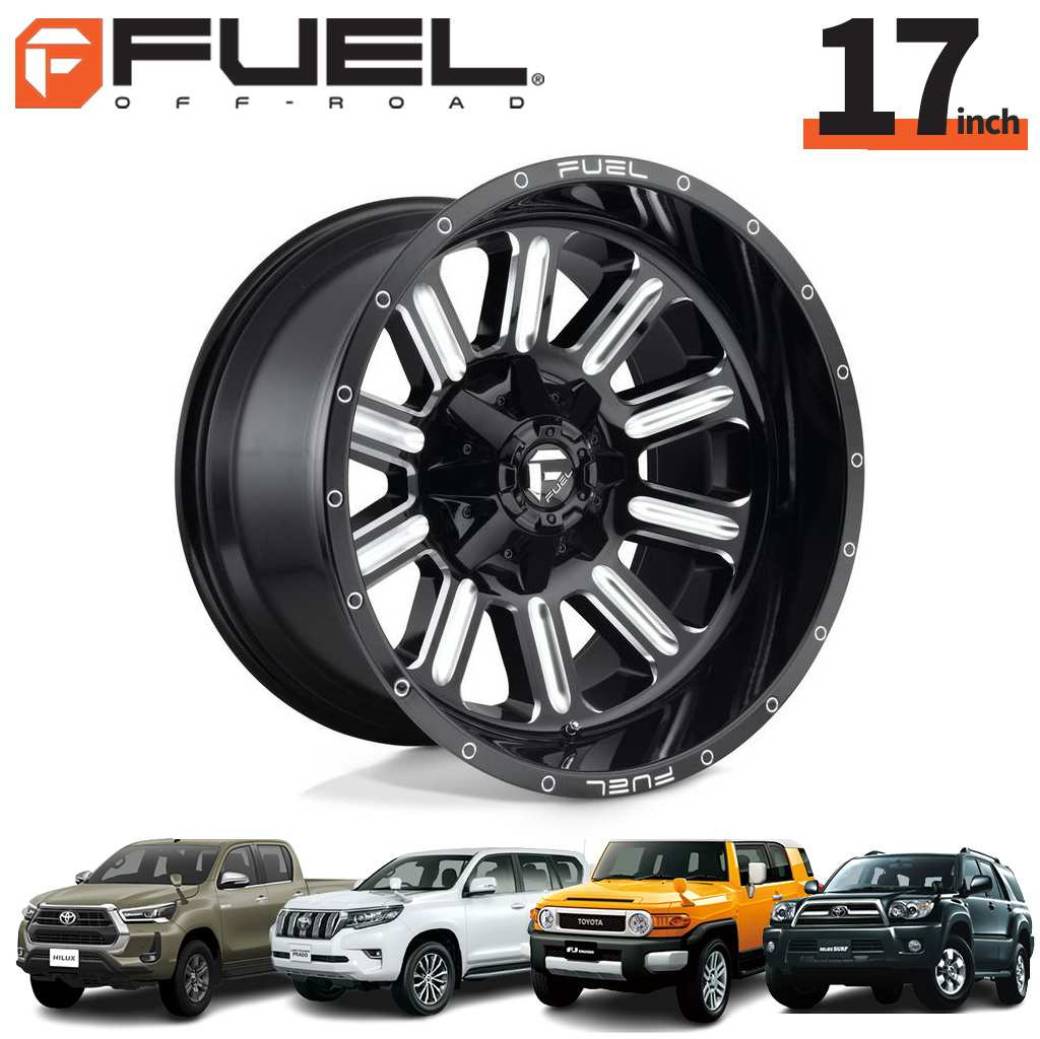 Rakuten - FUEL OFFROAD フューエルオフロード17インチアルミホイール 1本D620 HARDLINE ハードライン グロスブラックミルド17×9J 6H 135 / 139.7 -12 CB106.1ハイラックス GUN125/150プラド/215サーフ/FJクルーザーオーバーフェンダー用 / D62017909845