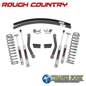 ROUGH COUNTRY ラフカントリー3インチリフトアップキットプレミアムN3ショック/増しリーフ付きJEEP XJチェロキー 1984年〜2001年