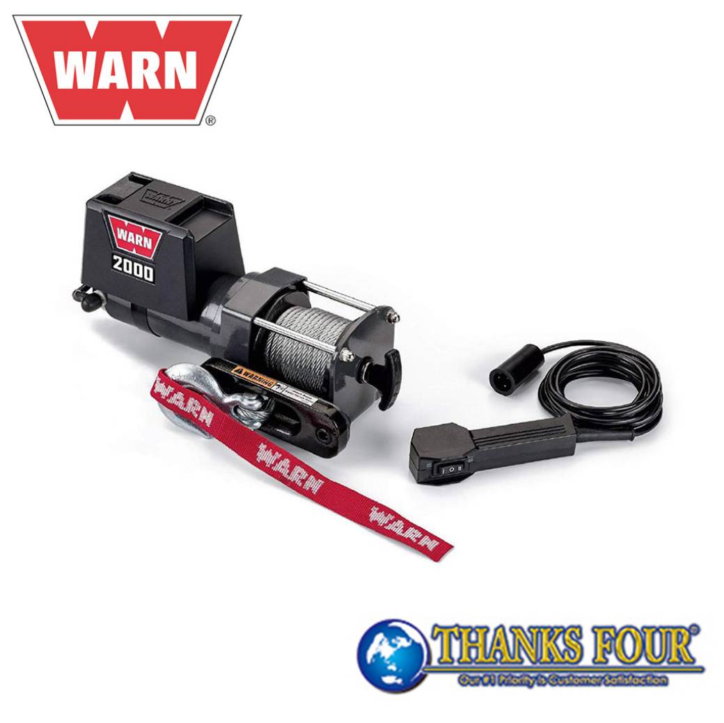 WARN ウォーン2000DC ユーティリティー 電動ウインチワイヤーロープ:10.7m×5mm牽引力:907kg 電圧:12V 汎用