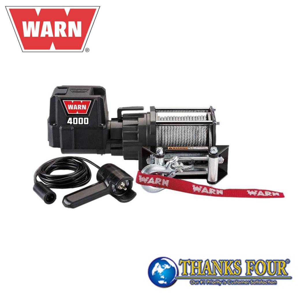 WARN ウォーン4000DC ユーティリティー 電動ウインチワイヤーロープ:13m×6mm牽引力:1,864kg 電圧:12V 汎用