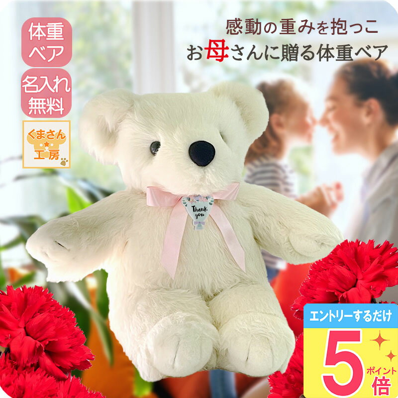 【5月ポイント5倍★要エントリ】 赤ちゃん 体重ベア [2025 お母さんに贈る 体重ベア] スタンダード アイボリー シュガー（純白） 名入れ無料 ウェイトベア 体重 ぬいぐるみ サプライズ プレゼント メッセージ付き 初任給 2025 母の日 花以外 おしゃれ プレゼント ギフト