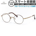 アクアリバティ スマート老眼鏡 シニアグラス AQ22507 DB 47 ブルーライトカット AQUALIBERTY 丸メガネ まるめがね チタニウム べっ甲 日本製 メイドインジャパン OS