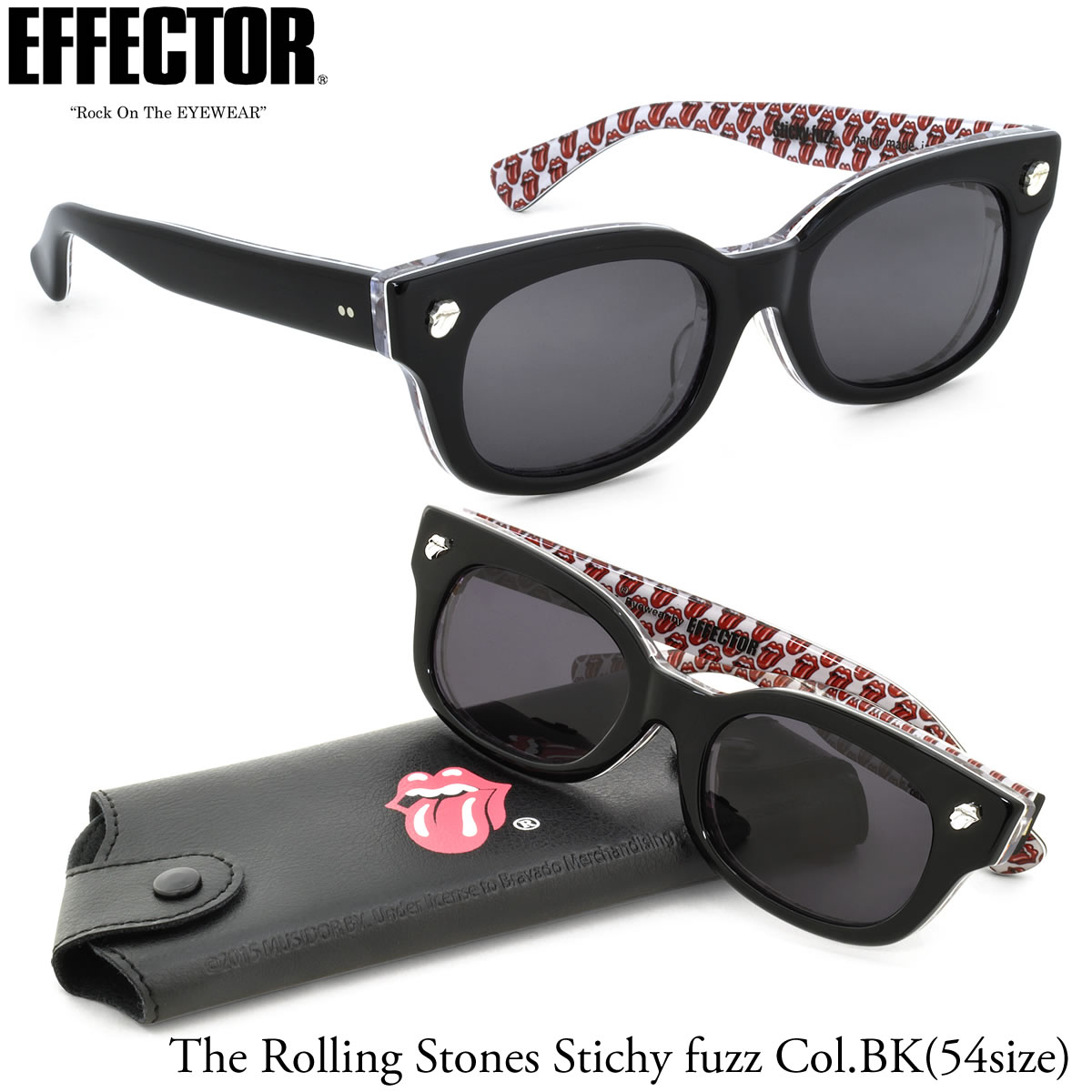 エフェクター Sticky fuzz BK 54サイズ サングラス EFFECTOR × The Rolling Stones ザ・ローリング・ストーンズ スティッキーファズ ローリングストーンズ ウエリントン 日本製 メンズ レディース
