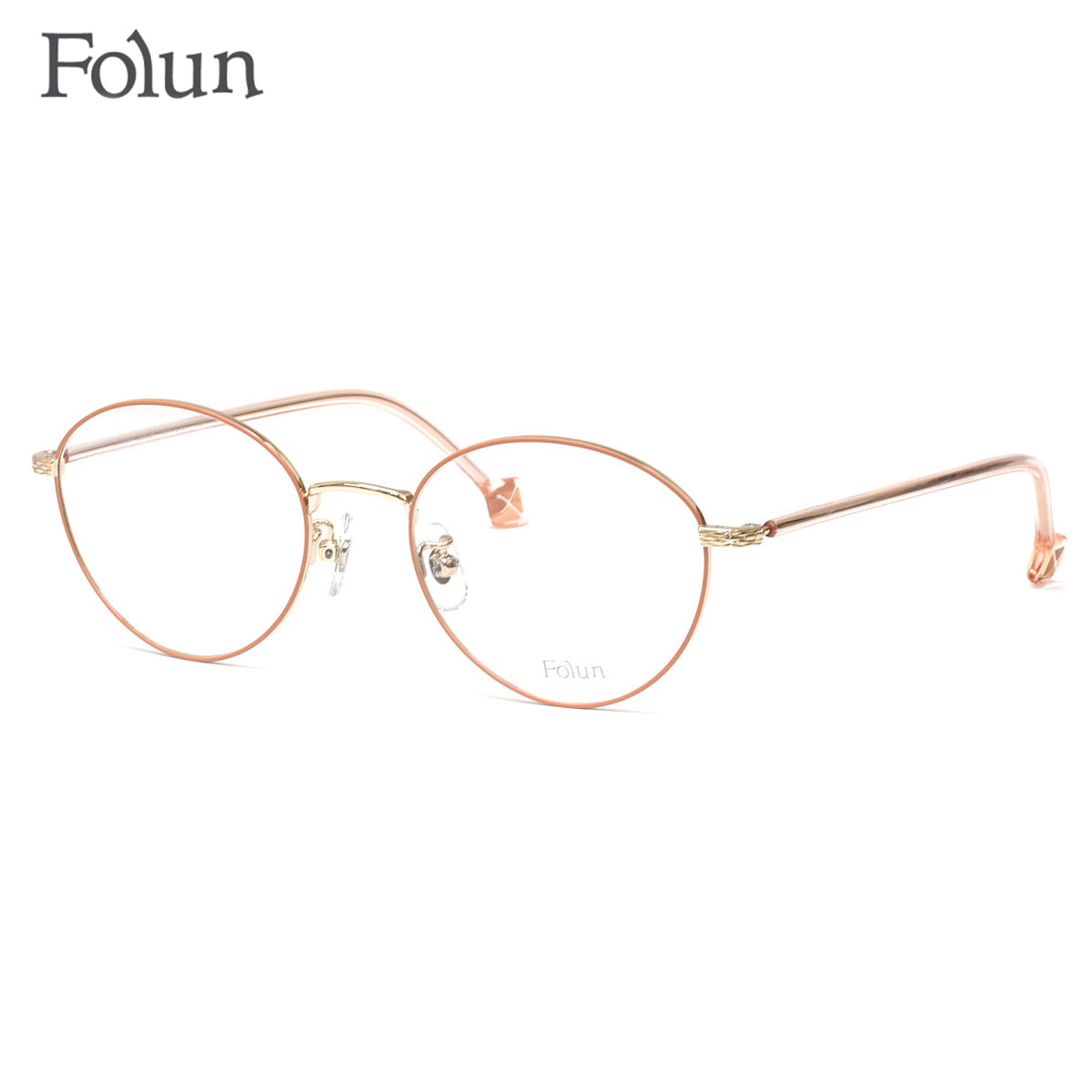 フォルン FL2027 GD/BR 50 メガネ Folun βチタン レディース