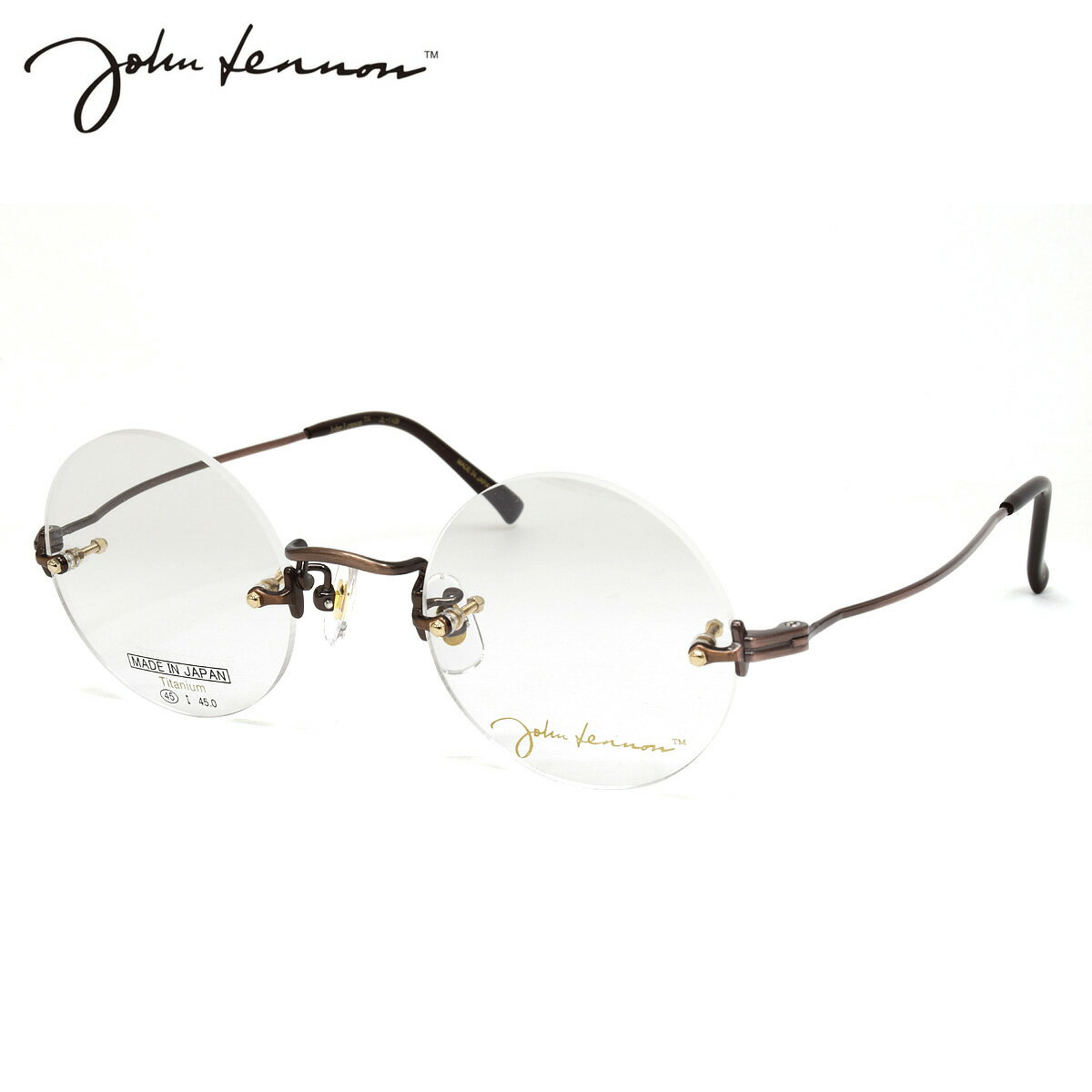 ジョンレノン JL-1109 2 45 メガネ John Lennon 日本製 国産 ビートルズ オノヨーコ 丸眼鏡 メンズ レディース ツーポイント リムレス