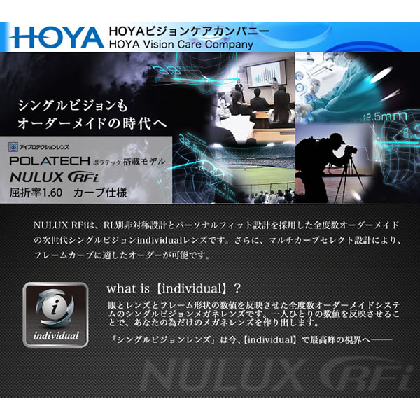 HOYA ホヤ 内面非球面メガネレンズ 「NULUX RFi 1.60」カーブ仕様 POLATECH搭載モデル