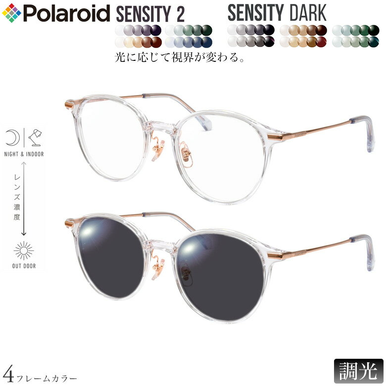 ポラロイド 紫外線調光＆可視光調光 サングラス PLDCN0017/F 49サイズ センシティ2 センシティダーク SENSITY2 SENSITY DARK HOYA 高性能色が変わる フォトクロミック メガネ 2WAY 度付き対応 UVカット 紫外線カット Polaroid [OS]