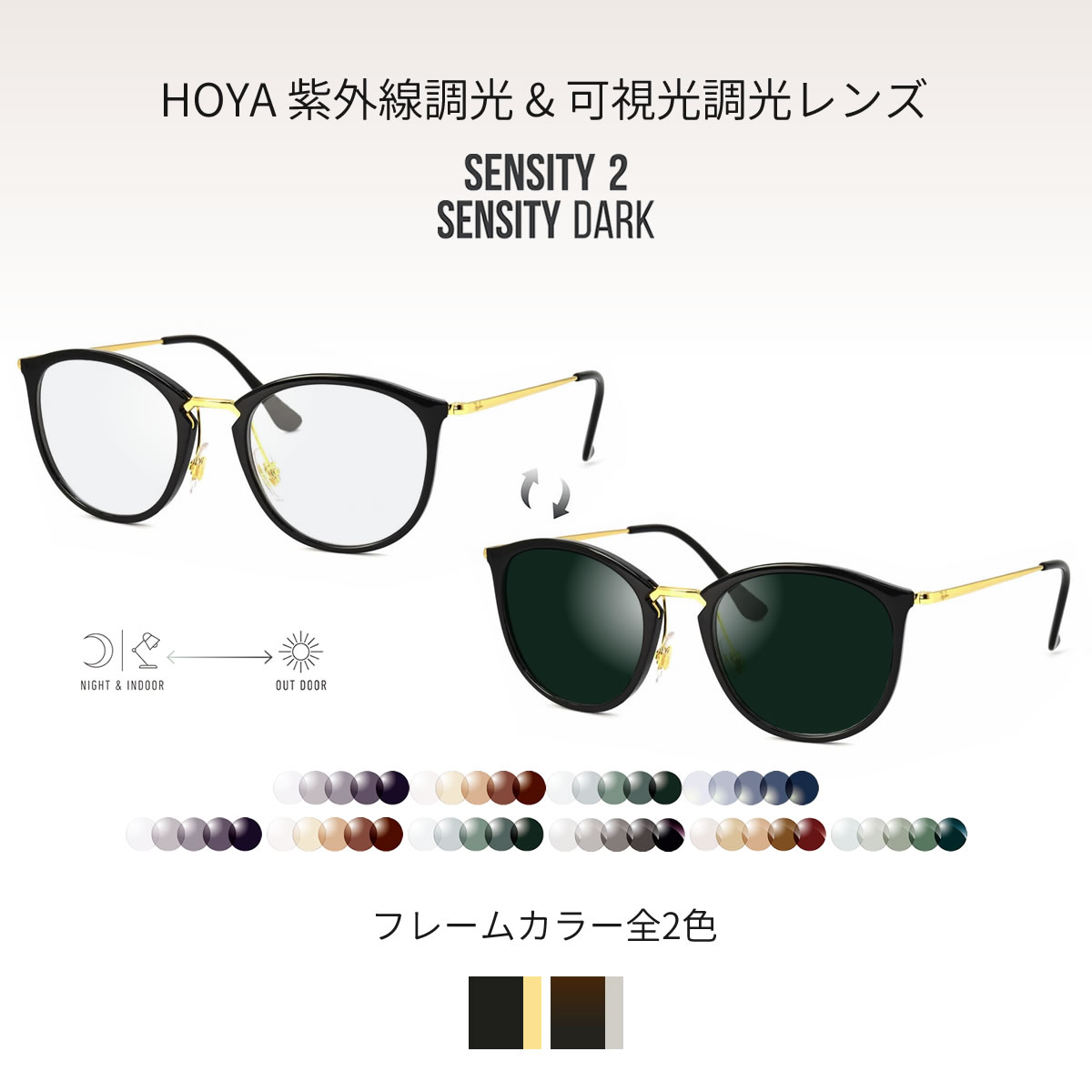 レイバン 紫外線調光＆可視光調光 サングラス RX7140 49/51サイズ センシティ2 センシティダーク SENSITY2 SENSITY DARK HOYA 高性能色が変わる フォトクロミック メガネ 2WAY 度付き対応 UVカット 紫外線カット Ray-Ban [OS] 2