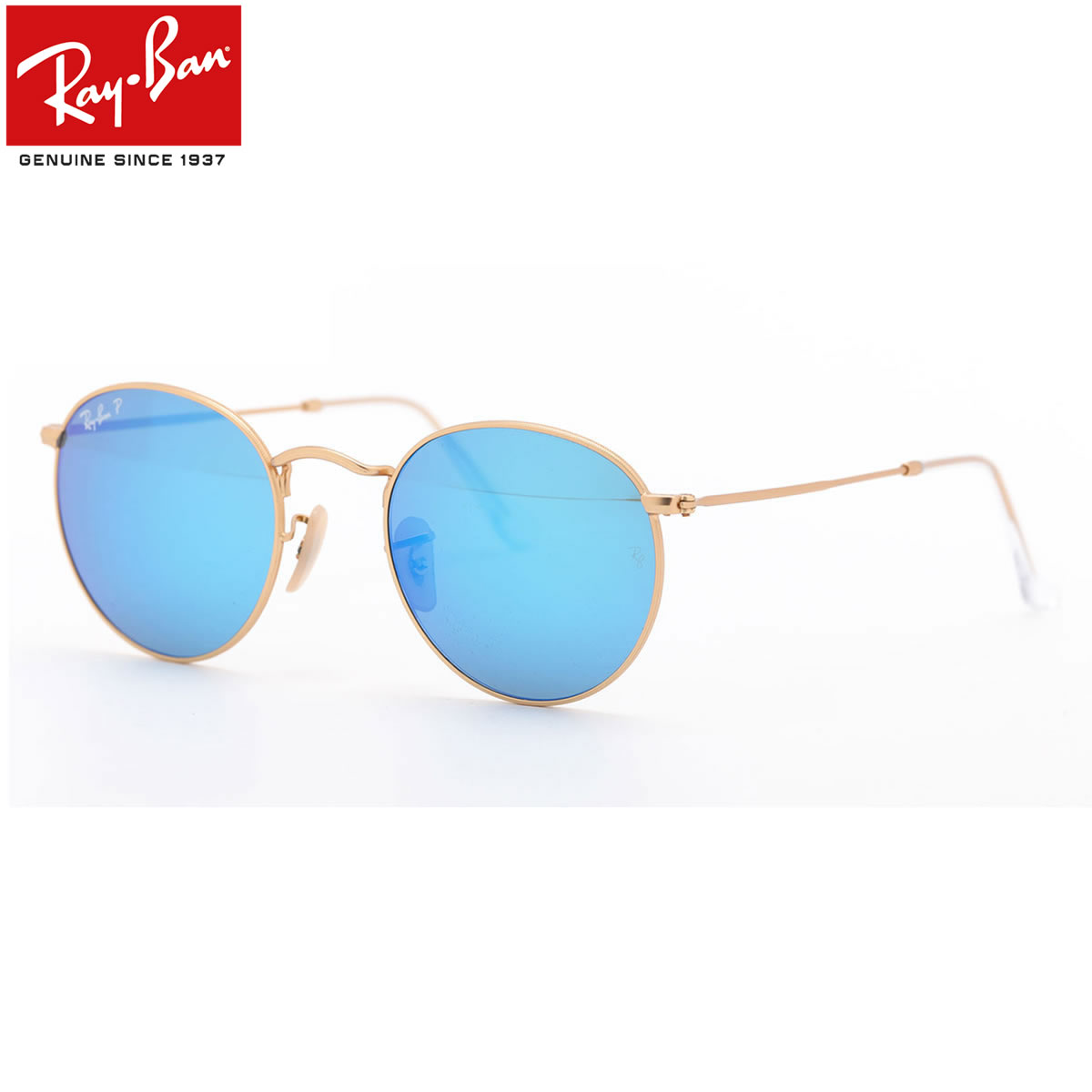 レイバン サングラス ミラー 偏光 ラウンドメタル Ray-Ban RB3447 112/4L 50サイズ レイバン RAYBAN ROUND FLASH LENSES 1124L METAL 丸メガネ 偏光レンズ 偏光サングラス ブルーレンズ ICONS アイコン 度数付き対応 メンズ レディース