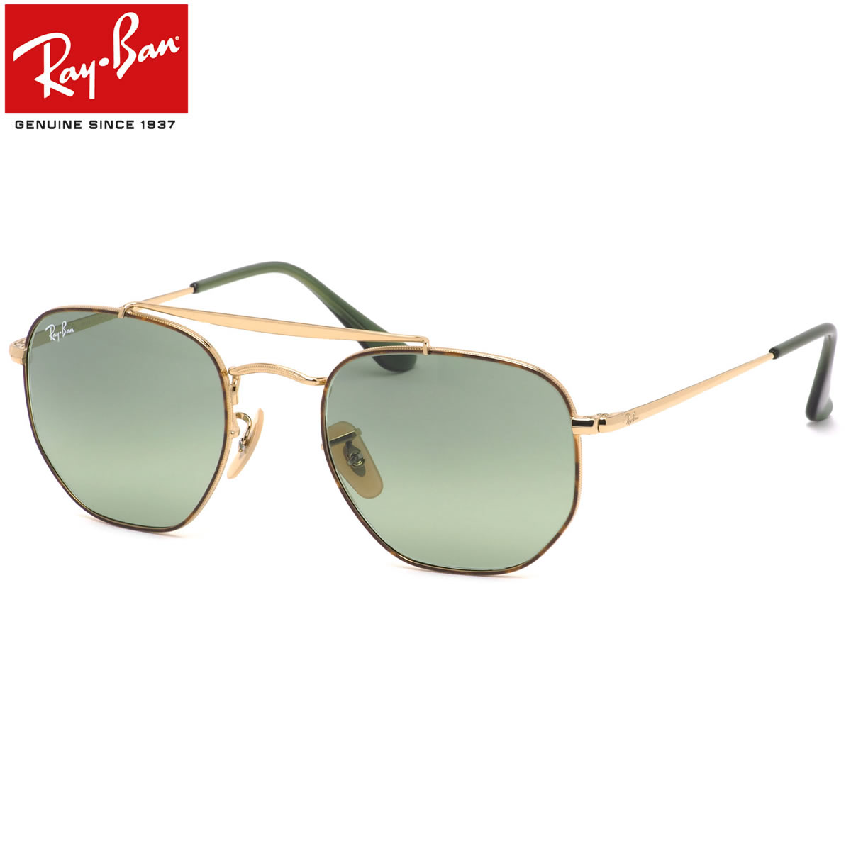 Ray-Ban レイバン サングラス RB3648 91034M 51サイズ 54サイズ MARSHAL マーシャル HEXAGONAL ヘキサゴン ダブルブリッジ ツーブリッジ ライトカラー ハバナ グリーン 度数付き対応 メンズ レディース