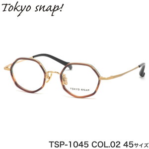 トウキョウスナップ 東京スナップ TOKYO SNAP メガネ TSP-1045 02 45 トウキョウスナップ 東京スナップ プラス ヘキサゴン 六角形 セル巻き インナーリム チタニウム べっ甲 ハバナ メンズ レディース