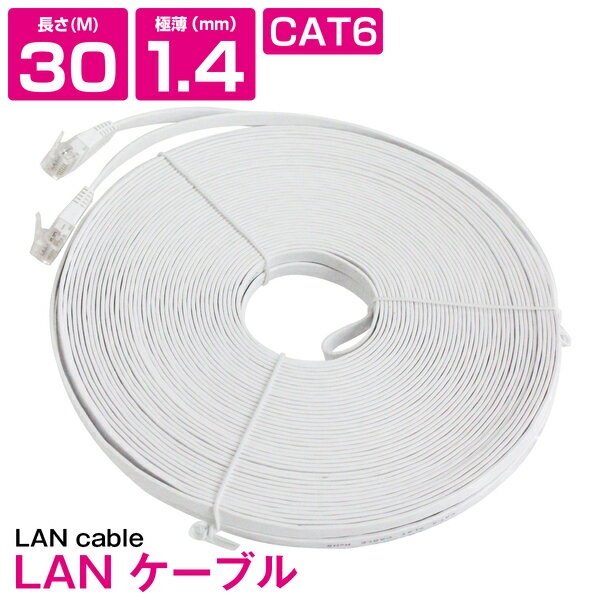 [ 30m ] LAN֥ CAT6 ƥ꡼6 եåȥ֥ 3000cm ѥ 󥿡ͥå PC TV ƥ ۥ磻 