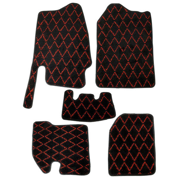 『レッド ブラック ダイヤ柄』ジムニー JA11 フロアマット MT車 フロント リア セット 専用設計 高品質 黒 赤 5速 全年式対応