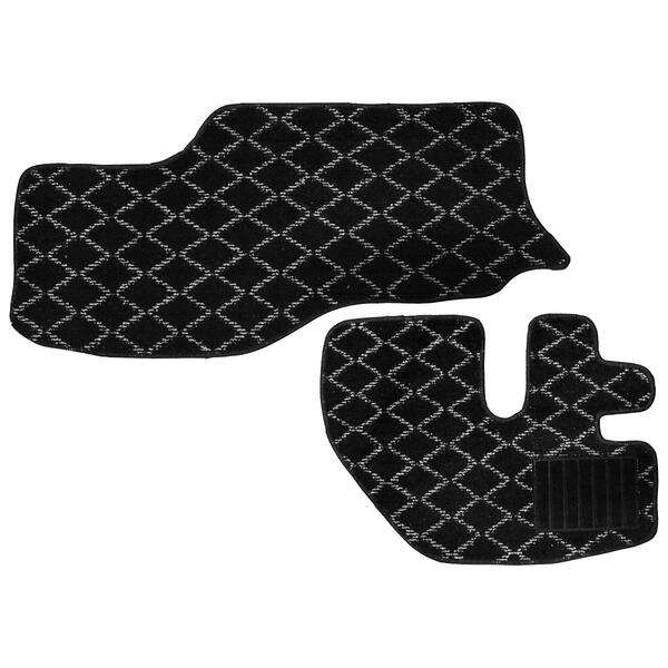 車両専用 07y エルフ ワイド車両用 平成19年1月以降 運転席＆助手席 2pcs フロアマット フロント グレー 灰色 フロアシート 絨毯 フロント 絨毯 カーペット マット