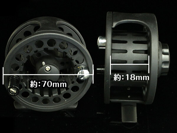 【#2/3 ブラック/黒】アルミ製 フライリール ドラグ付 アルミダイキャスト フィッシングリール 川釣り