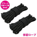 8打 8mm 10m 2本セット 計20m 係留ロープ フェンダーロープ ダブルブレイド 黒/ブラック マリン ロープ 船 係船 8ミリ