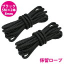 8打 8mm 5m 2本セット 計10m 係留ロープ フェンダーロープ ダブルブレイド 黒/ブラック マリン ロープ 船 係船 8ミリ