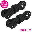 16打 14mm 5m 2本セット 計10m 係留ロープ フェンダーロープ ダブルブレイド 黒/ブラック マリン ロープ 船 係船 14ミリ