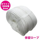 24打 8mm 100m 係留ロープ フェンダーロープ ダブルブレイド 白/ホワイト マリン ロープ 船 係船 ロール 8ミリ アイ加工無