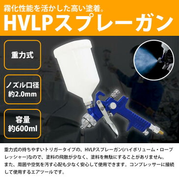 付着性抜群! HVLP重量式スプレーガン 600cc 600ml 口径2.0mm インレット1/4 エアースプレーガン 【板金 エアーガン エアガン エアスプレー エアーコンプレッサー エアコンプレッサー 塗装スプレー 塗装ブラシ エアーツール エアツール ペイント 車 外壁 内装 工具 DIY】