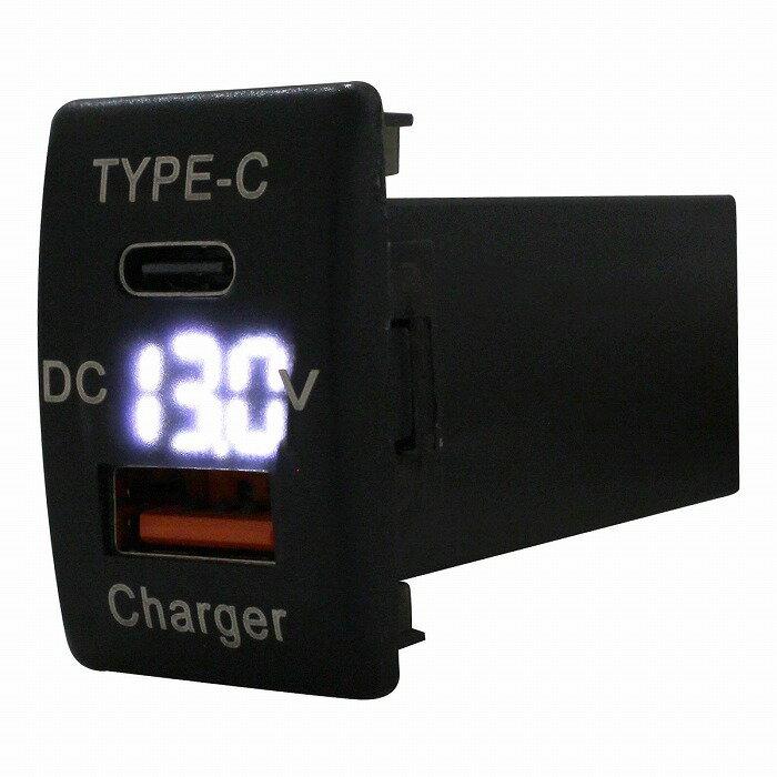 スズキA ラピュタ HP11/22系 H11.3〜H18.1 LED：ホワイト 電圧計 USB Type-C タイプC ポート QC3.0 充..