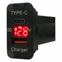 スズキB フレア カスタム MF33S H24.10〜 LED:レッド 電圧計 USB Type-C タイプC ポート QC3.0 充電 12V 増設 スイッチ...