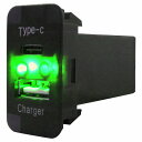 フレア カスタム MF33S H24.10〜 LED/グリーン USB Type-C タイプC ポート 充電 QC3.0 12V パネル スイッチホールカバー