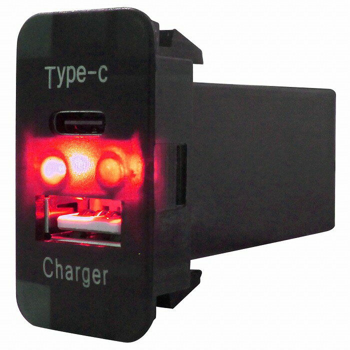 フレアクロスオーバー HA25系 HA36S H26.1〜 LED/レッド USB Type-C タイプC ポート 充電 QC3.0 12Vパネル スイッチホールカバー