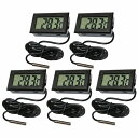 『5個セット』『水温系/温度計』デジタル式 熱帯魚 ミルク 冷蔵庫 室内 車内 水槽 タンク メダカ 金魚 100cm センサー 黒