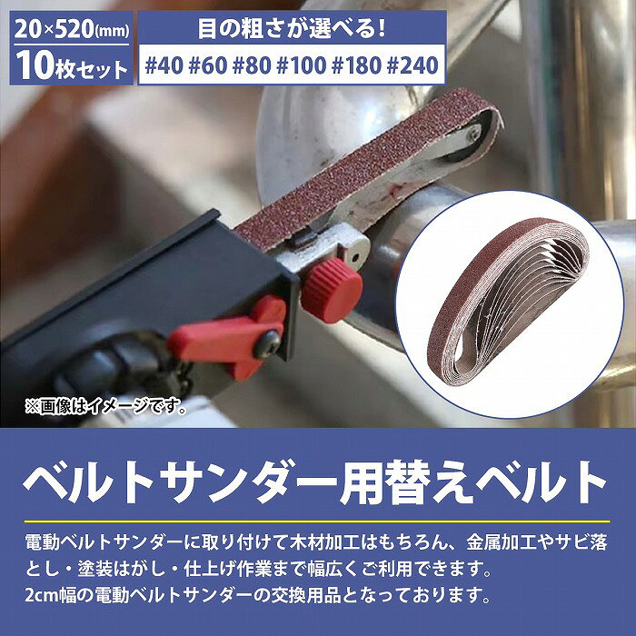 『20mm×520mm』10枚セット ベルト ペーパー 電動 ディスク サンダー 交換用 エンド...